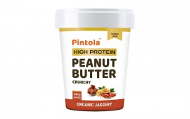 Pintola High Protein Peanut Butter Crunchy Organic Jaggery  Jar  1 kilogram